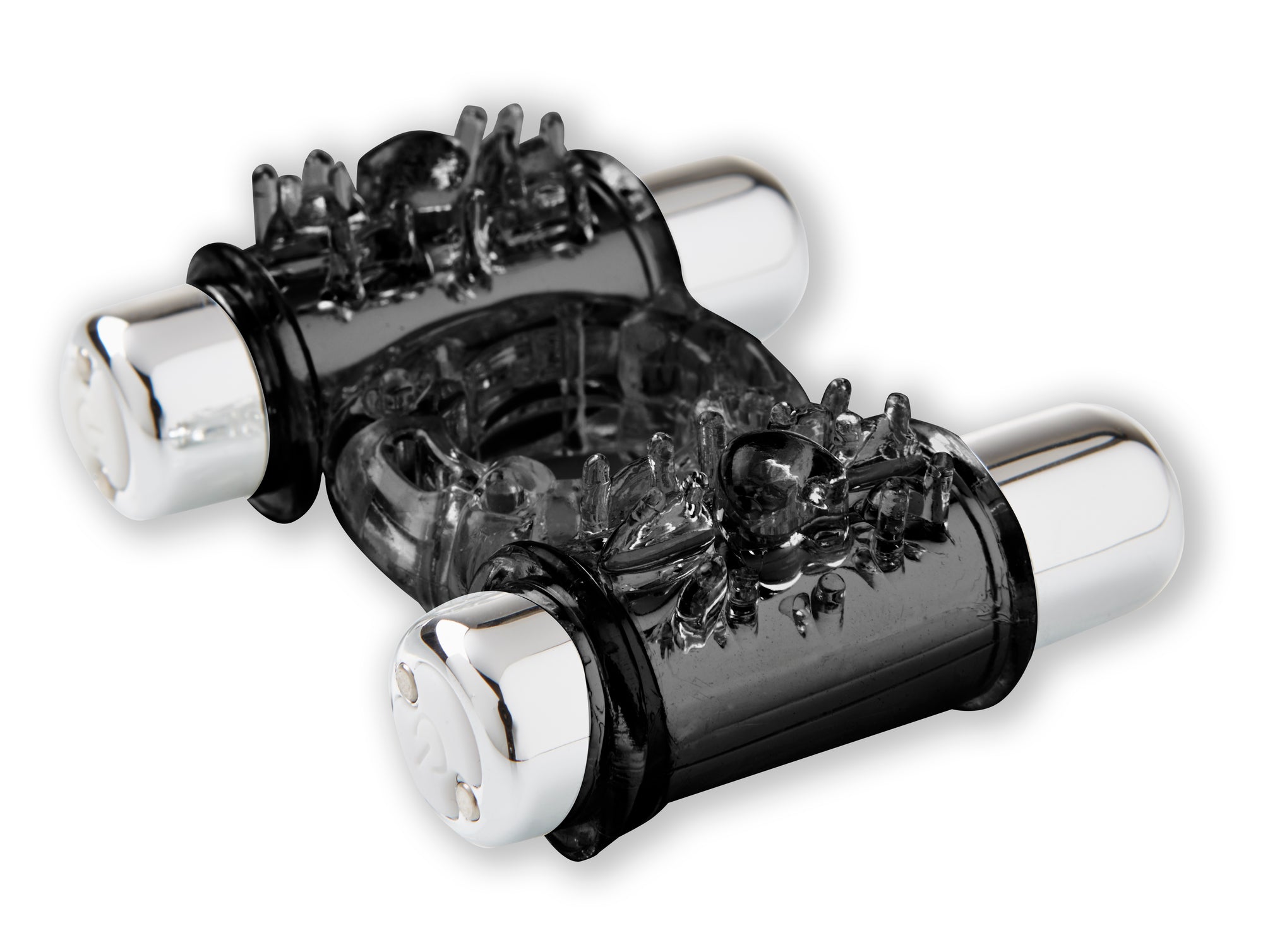 Sensuelle 7 Function Rechargeable Double Action Bullet Ring - Black BT-M37BK