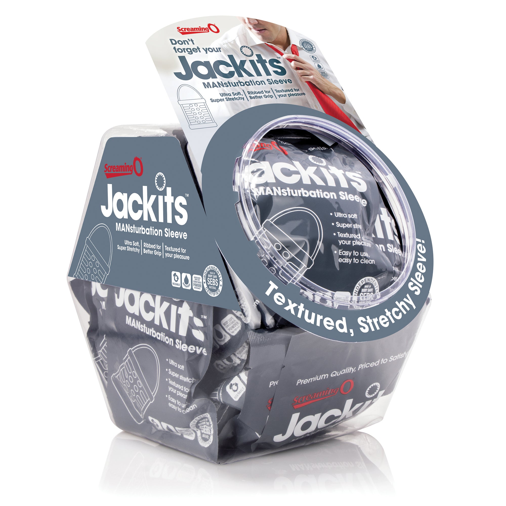 Jackits Mansturbation Sleeve - 24 Count Candy  Bowl - Clear BWL-JAK-C-110D