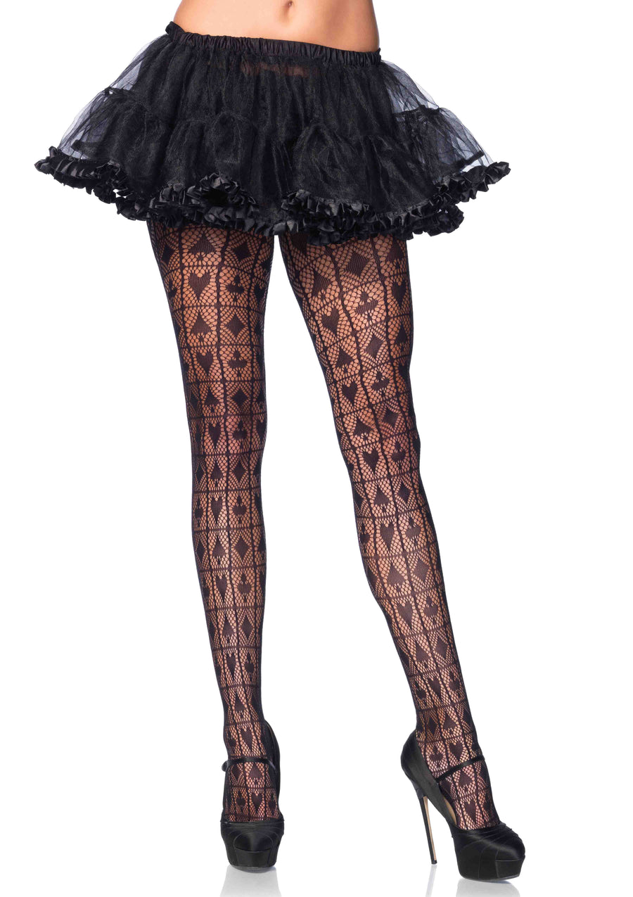 Card Shark Checkerboard Net Pantyhose - One Size LA-9987