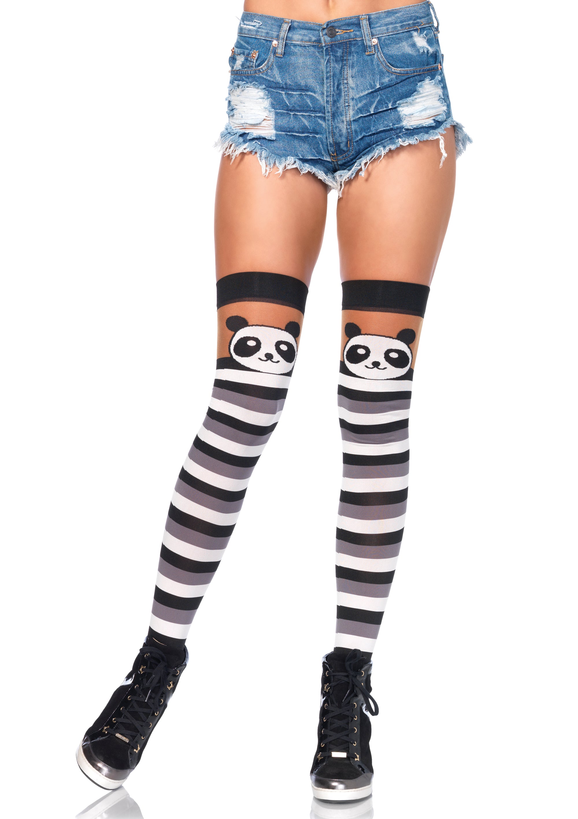 Party Panda Striped Thigh Highs - One Size LA-6917