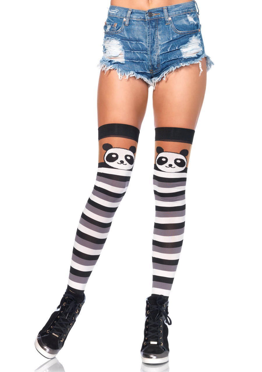 Party Panda Striped Thigh Highs - One Size LA-6917