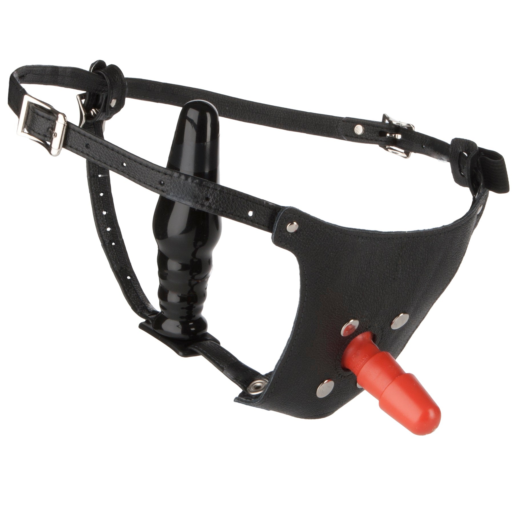 Vac-U-Lock Set - Leather Ultra Harness + Male  Features DJ1051-01