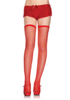 Elastic Top Fishnet Thigh Highs - Red - One Size LA-9031RED