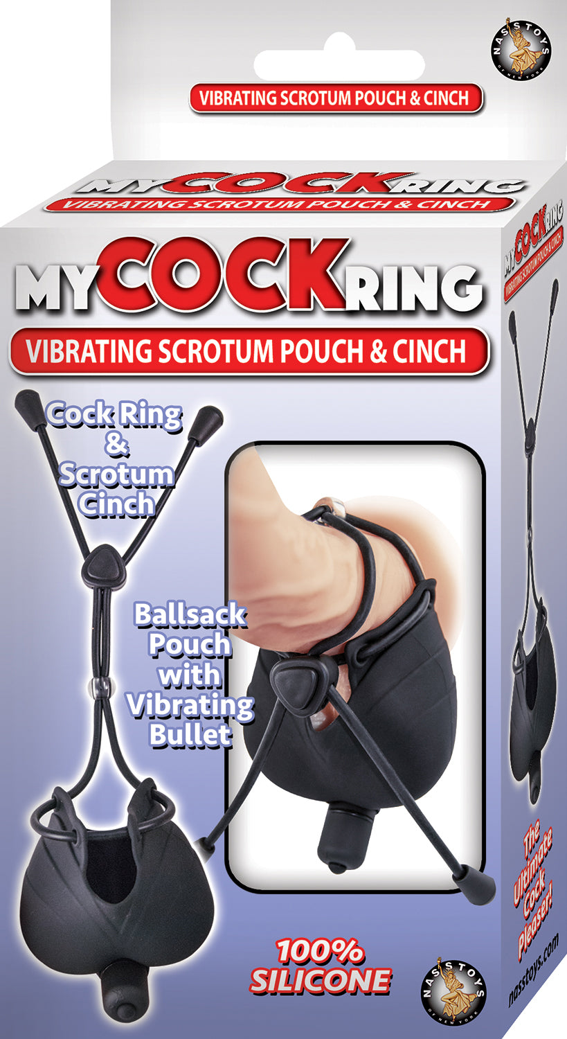 My Cock Ring Vibrating Scrotum Pouch & Cinch -  Black NW2725