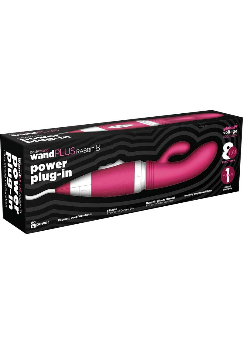 Bodywand Wand Plus  Rabbit 8 Power Plug-in Silicone Vibe - Pink X-BW141